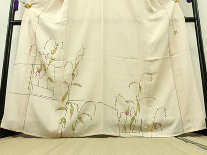 平和屋着物▽訪問着 単衣 作家物 草花文 正絹 逸品 未使用 AAAZ2352jh