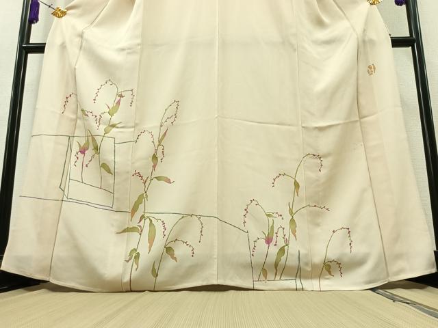 平和屋着物▽訪問着 単衣 作家物 草花文 正絹 逸品 未使用 AAAZ2352jh