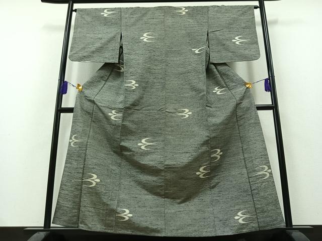 平和屋着物▽上質な紬　単衣　110亀甲　琉球絣　正絹　逸品　AAAZ2354jh