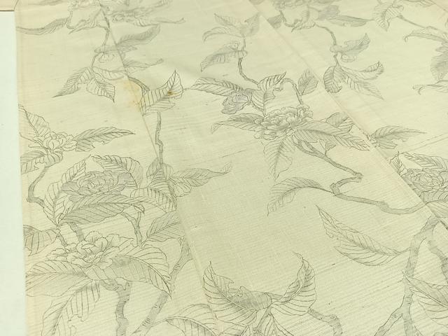 平和屋着物▽生紬 単衣 枝花文 正絹 逸品 AAAZ2356jh