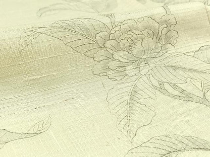 平和屋着物▽生紬 単衣 枝花文 正絹 逸品 AAAZ2356jh