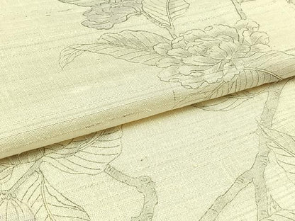 平和屋着物▽生紬 単衣 枝花文 正絹 逸品 AAAZ2356jh