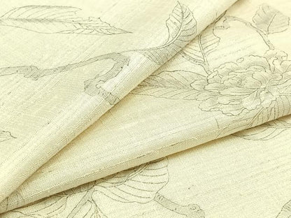 平和屋着物▽生紬 単衣 枝花文 正絹 逸品 AAAZ2356jh