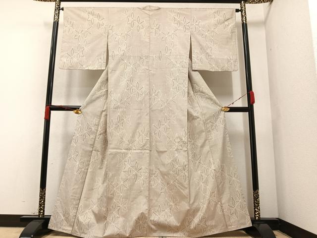 平和屋着物●本場大島紬　白大島　一元絣　麻の葉文様　正絹　逸品　AAAZ2361ph
