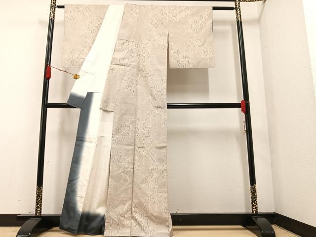 平和屋着物●本場大島紬　白大島　一元絣　麻の葉文様　正絹　逸品　AAAZ2361ph
