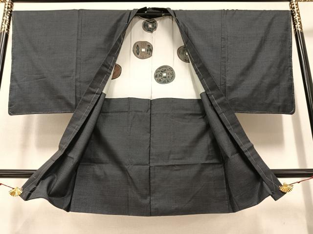 平和屋着物●男性 本場大島紬 アンサンブル 100亀甲 総詰め 正絹 逸品 未使用 AAAZ2372ph