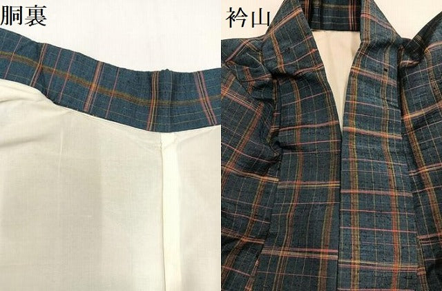 平和屋着物●上質な紬　格子　正絹　逸品　AAAZ2375ph