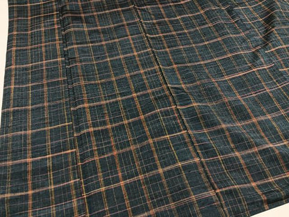 平和屋着物●上質な紬　格子　正絹　逸品　AAAZ2375ph