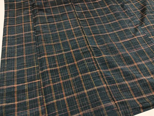 平和屋着物●上質な紬　格子　正絹　逸品　AAAZ2375ph