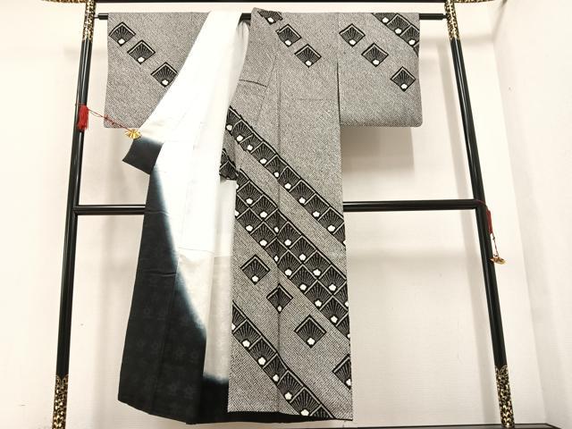 平和屋着物●訪問着 絞り 花菱文 黒地 正絹 逸品 AAAZ2377ph