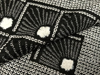 平和屋着物●訪問着 絞り 花菱文 黒地 正絹 逸品 AAAZ2377ph