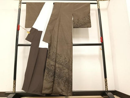 平和屋着物●本場大島紬 訪問着 草花文 正絹 逸品 AAAZ2402ph
