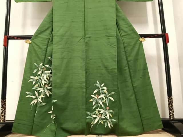 平和屋着物●訪問着　紬地　南天文　正絹　逸品　AAAZ2403ph