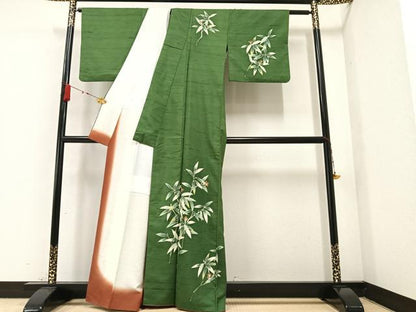 平和屋着物●訪問着　紬地　南天文　正絹　逸品　AAAZ2403ph