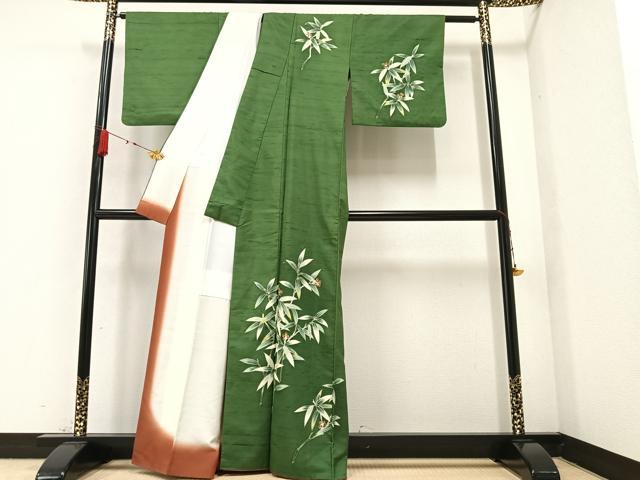 平和屋着物●訪問着　紬地　南天文　正絹　逸品　AAAZ2403ph