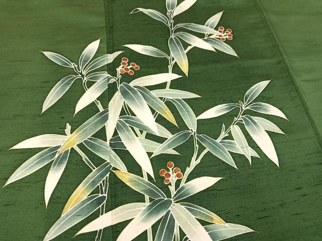 平和屋着物●訪問着　紬地　南天文　正絹　逸品　AAAZ2403ph