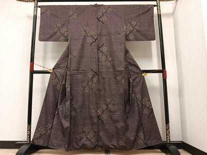 平和屋着物●本場大島紬 一元7マルキ 枝梅文 正絹 逸品 AAAZ2405ph