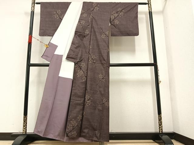 平和屋着物●本場大島紬 一元7マルキ 枝梅文 正絹 逸品 AAAZ2405ph