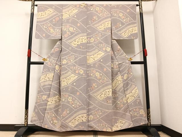 平和屋着物●上質な小紋　紬地　辻が花　正絹　逸品　AAAZ2416ph