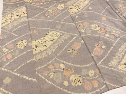 平和屋着物●上質な小紋　紬地　辻が花　正絹　逸品　AAAZ2416ph