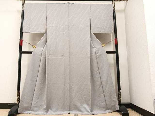 平和屋着物●上質な色無地　枝花地紋　薄梅鼠色　正絹　逸品　AAAZ2420ph