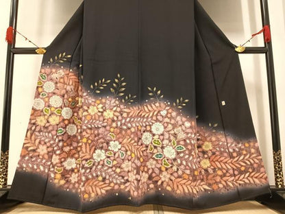 平和屋着物●豪華黒留袖　作家物　辻が花　暈し染め　金彩　正絹　逸品　AAAZ2439ph