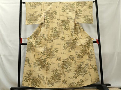 平和屋着物■上質な紬　風景樹林文　正絹　逸品　AAAZ2443cs