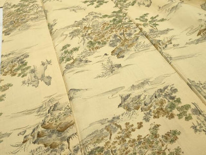 平和屋着物■上質な紬　風景樹林文　正絹　逸品　AAAZ2443cs