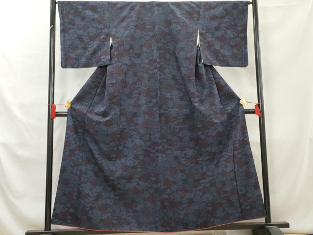 平和屋着物■上質な紬　風景楓文　正絹　逸品　AAAZ2597cs