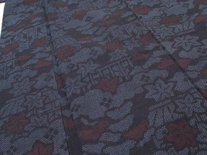 平和屋着物■上質な紬　風景楓文　正絹　逸品　AAAZ2597cs