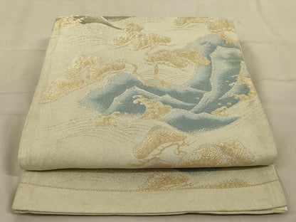 平和屋着物◎六通柄袋帯 流水花文 金銀糸 正絹 逸品 AAAZ2775ou