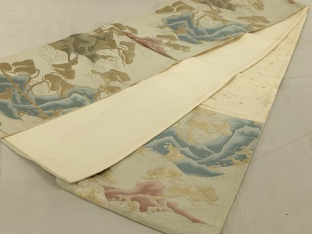 平和屋着物◎六通柄袋帯 流水花文 金銀糸 正絹 逸品 AAAZ2775ou
