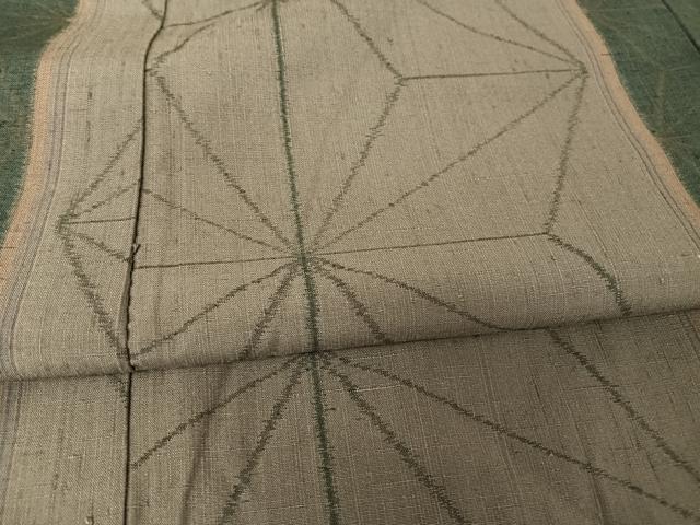 平和屋着物●上質な紬　麻の葉文様　正絹　逸品　AAAZ3002np