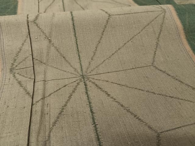 平和屋着物●上質な紬　麻の葉文様　正絹　逸品　AAAZ3002np