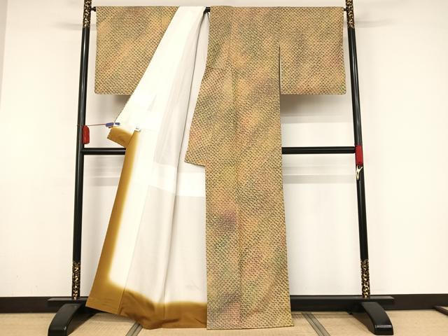 平和屋着物●菅原工房　菅原結作　漢方染紬　絞り　霞文　正絹　逸品　未使用　AAAZ3004np
