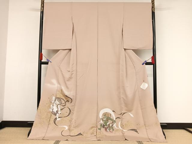 平和屋着物●皇室献上作家 熊谷慶雲 色留袖 寿光織 風神雷神 金銀糸 縫取ちりめん 上代75万 仮絵羽 正絹 逸品 未使用 AAAZ3011np