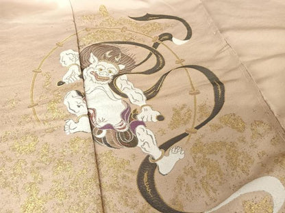 平和屋着物●皇室献上作家 熊谷慶雲 色留袖 寿光織 風神雷神 金銀糸 縫取ちりめん 上代75万 仮絵羽 正絹 逸品 未使用 AAAZ3011np