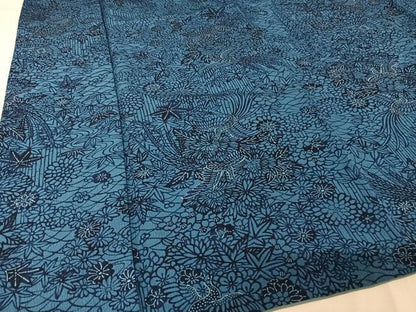 平和屋着物●撫松庵　綿　小紋　孔雀草花文　洗える着物　AAAZ3023np