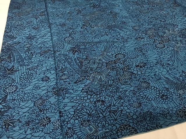 平和屋着物●撫松庵　綿　小紋　孔雀草花文　洗える着物　AAAZ3023np