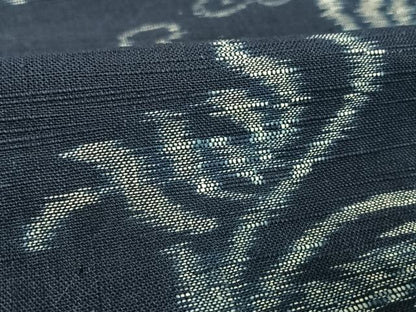 平和屋着物●久留米絣　単衣　花唐草文　福山富生作　証紙付き　綿　逸品　AAAZ3024np