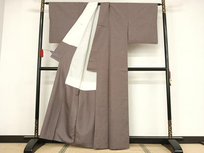 平和屋着物●結城紬 色無地 鳩羽色 証紙付き 正絹 逸品 AAAZ3034np