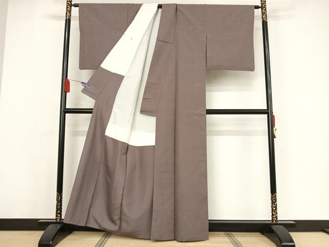 平和屋着物●結城紬 色無地 鳩羽色 証紙付き 正絹 逸品 AAAZ3034np