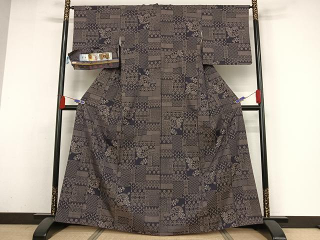 平和屋着物●夢おりの郷　本場大島紬　手織り　カタス7マルキ　トワイライト.N　証紙付き　正絹　逸品　AAAZ3035np