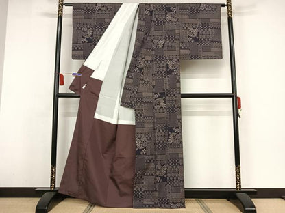平和屋着物●夢おりの郷　本場大島紬　手織り　カタス7マルキ　トワイライト.N　証紙付き　正絹　逸品　AAAZ3035np