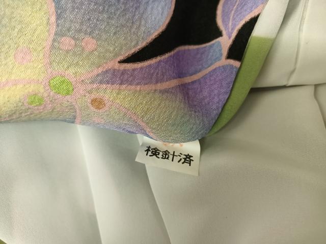 平和屋着物●小紋　舞花文　黒地　洗える着物　AAAZ3039np