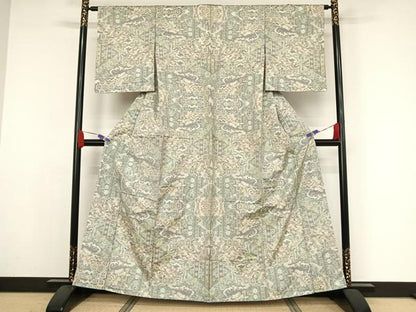 平和屋着物●本場大島紬 白大島 緯総絣 草花文 正絹 逸品 AAAZ3081np