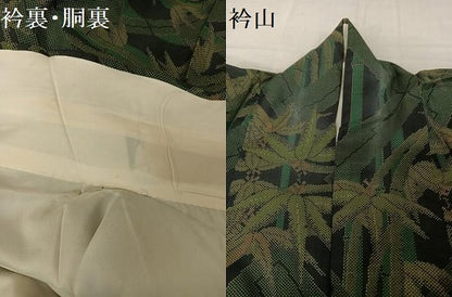 平和屋着物●本場大島紬 一元絣 笹竹文 黒地 正絹 逸品 AAAZ3086np