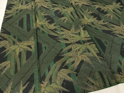 平和屋着物●本場大島紬 一元絣 笹竹文 黒地 正絹 逸品 AAAZ3086np