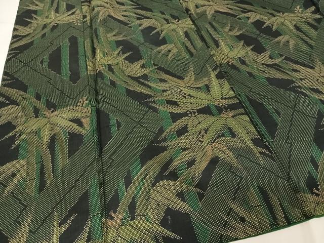 平和屋着物●本場大島紬 一元絣 笹竹文 黒地 正絹 逸品 AAAZ3086np