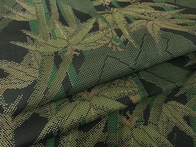 平和屋着物●本場大島紬 一元絣 笹竹文 黒地 正絹 逸品 AAAZ3086np